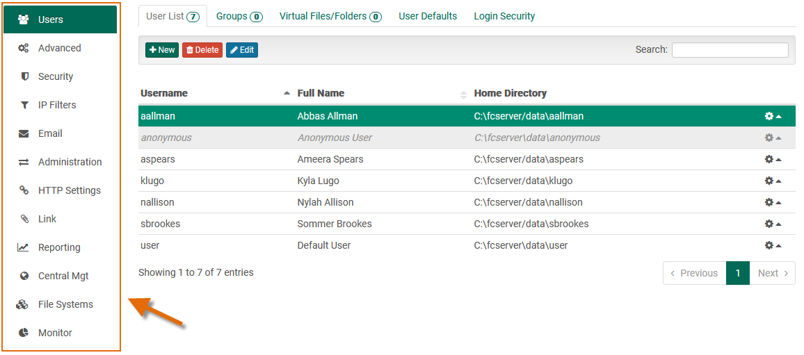 Sidebar Navigation