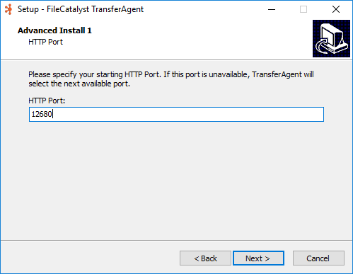 Advanced TransferAgent Installer - HTTP Port Selection