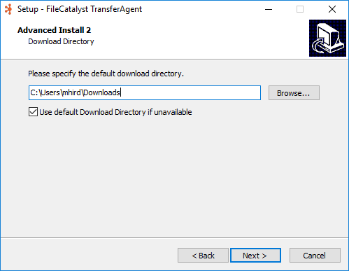 Advanced TransferAgent Installer - Download Directory Selection